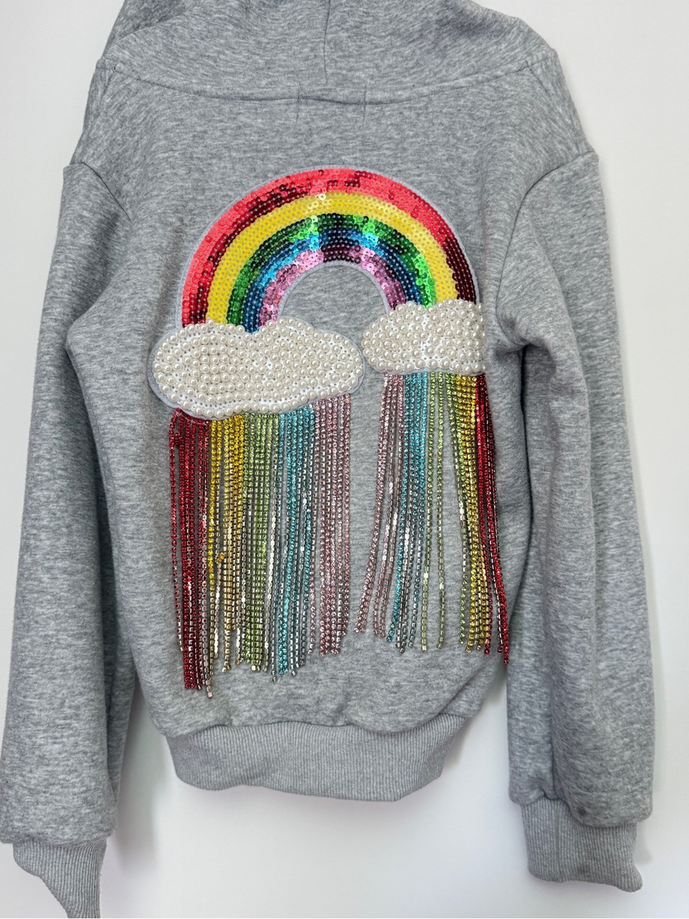 Girl’s Lola + The Boys Gray Rainbow Sequin & Embellished Kid’s Hoodie. Size 6.